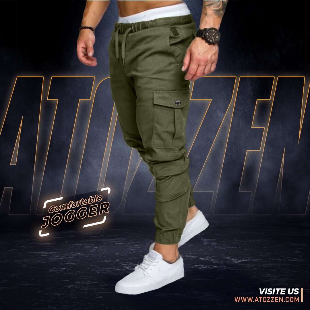 1 PCS MEN’S 6 POCKET WOVEN JOGGERS(Olive)