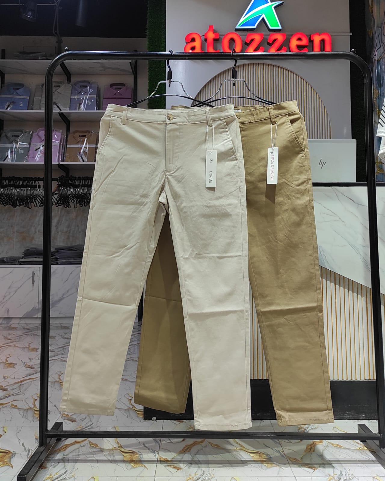 2 pcs classic formal pant(Off White,khaki)