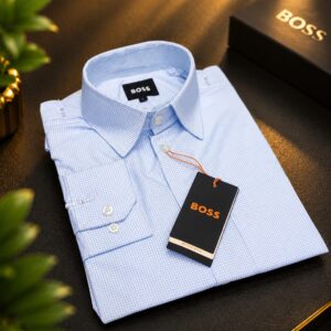 Premium Full Sleeve Formal Shirt for Men(Sky Blue Micro Check)