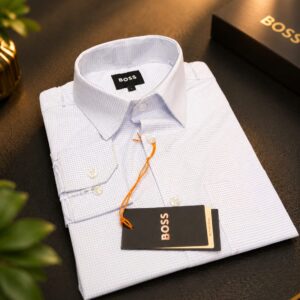 Premium Full Sleeve Formal Shirt for Men(Icey White Micro Check)