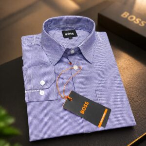 Premium Full Sleeve Formal Shirt for Men(Blue White Micro Check)