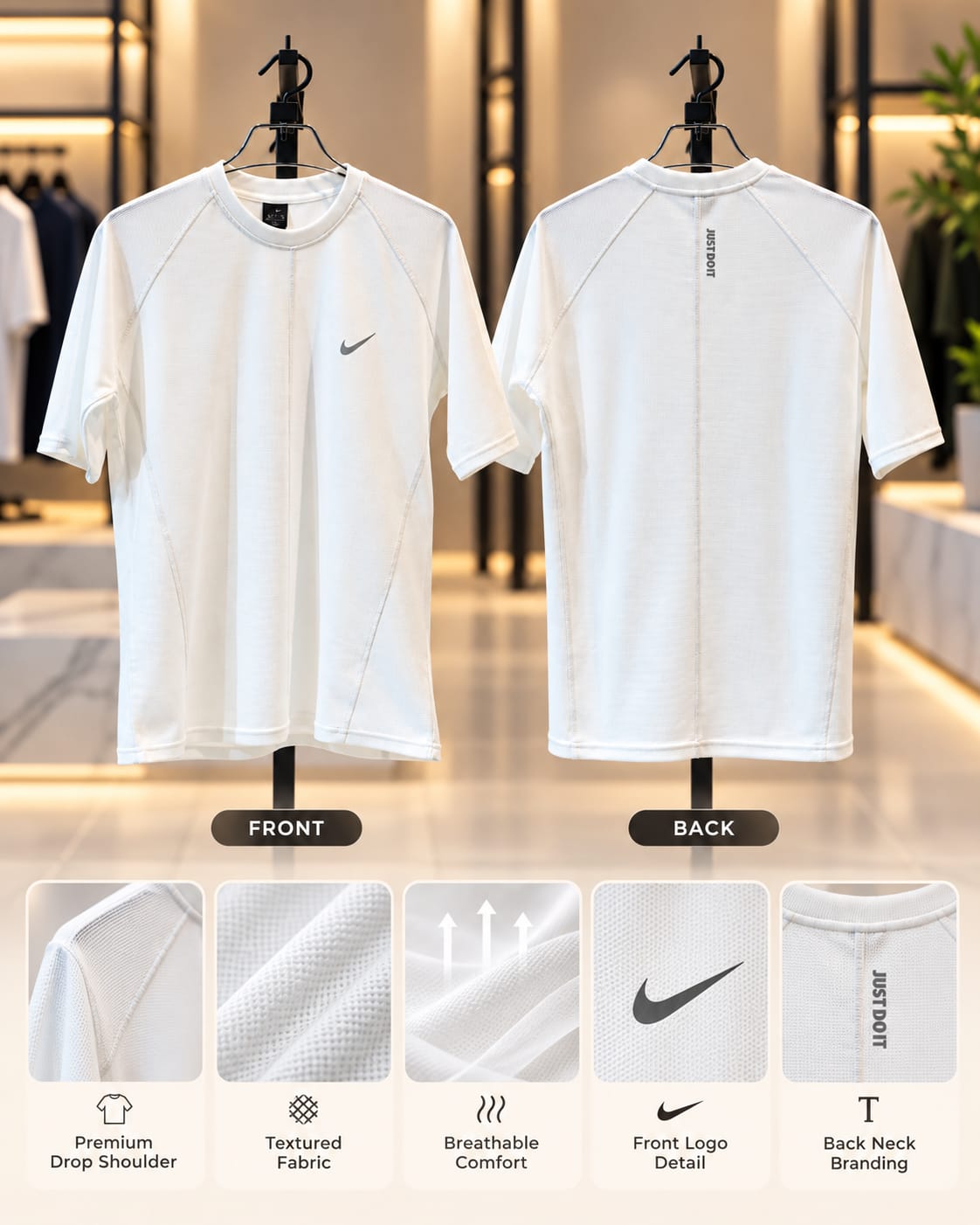 Exported Masterpiece Drop Shoulder T-Shirt(White)