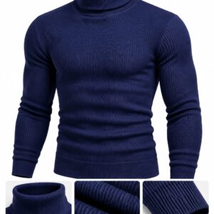 Premium Full Sleeve High Neck Sweater(Navy)