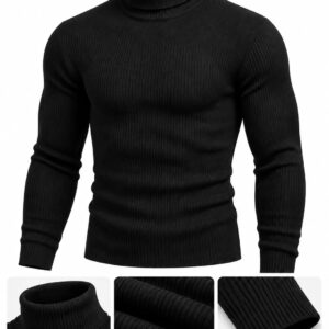 Premium Full Sleeve High Neck Sweater(Black)