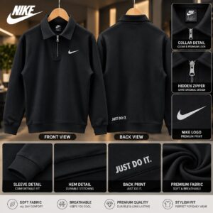 Classic Half-Zip Sweatshirt-Black