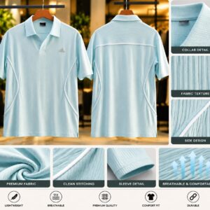 China Imported Oversized Drop Shoulder Polo T-Shirt(Sky)
