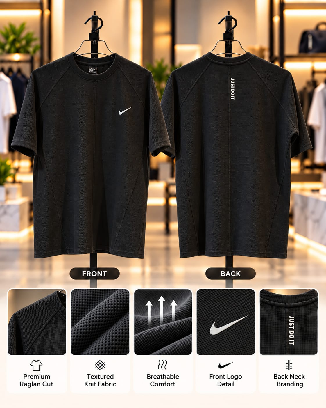 Exported Masterpiece Drop Shoulder T-Shirt(Black)