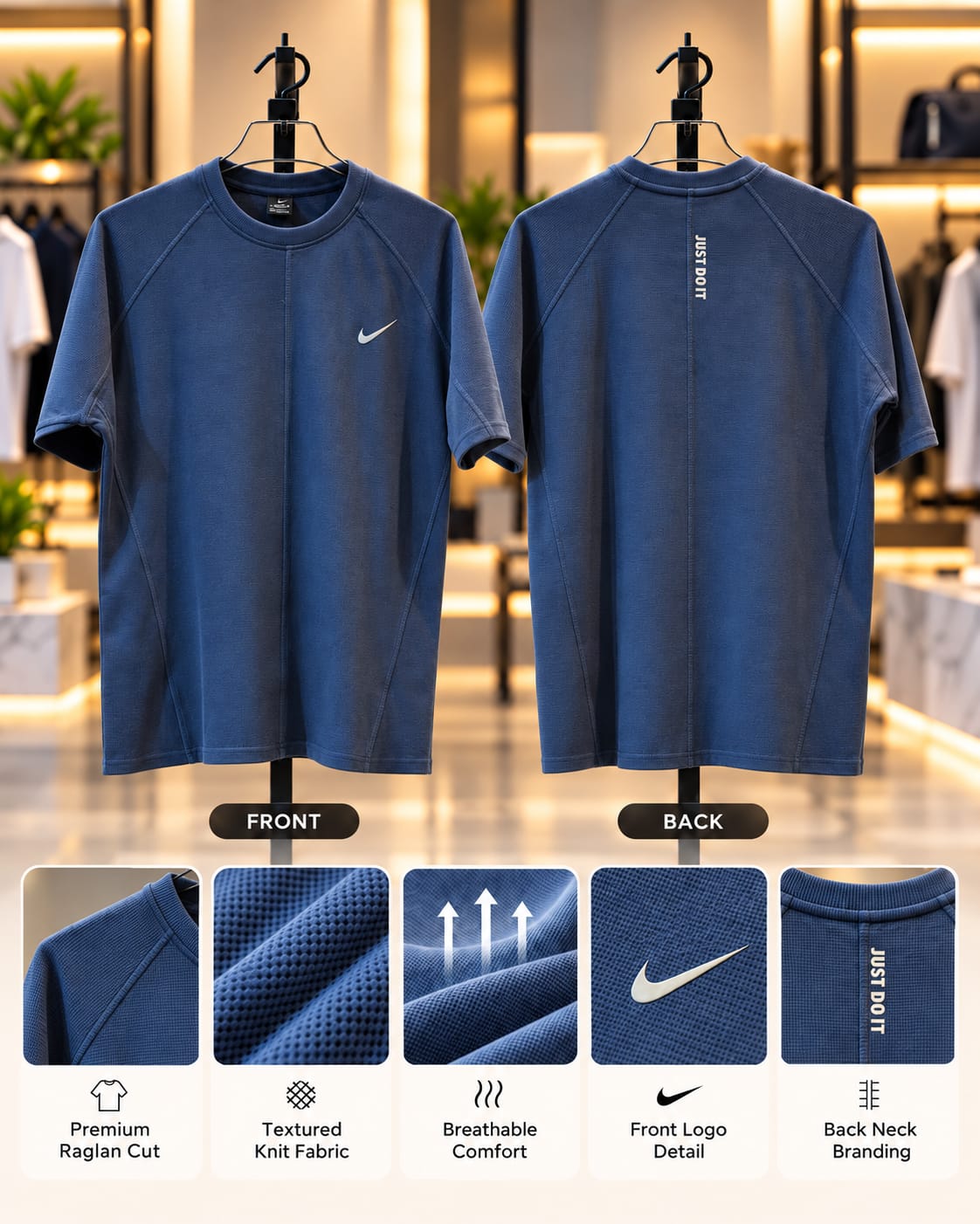 Exported Masterpiece Drop Shoulder T-Shirt(Navy)